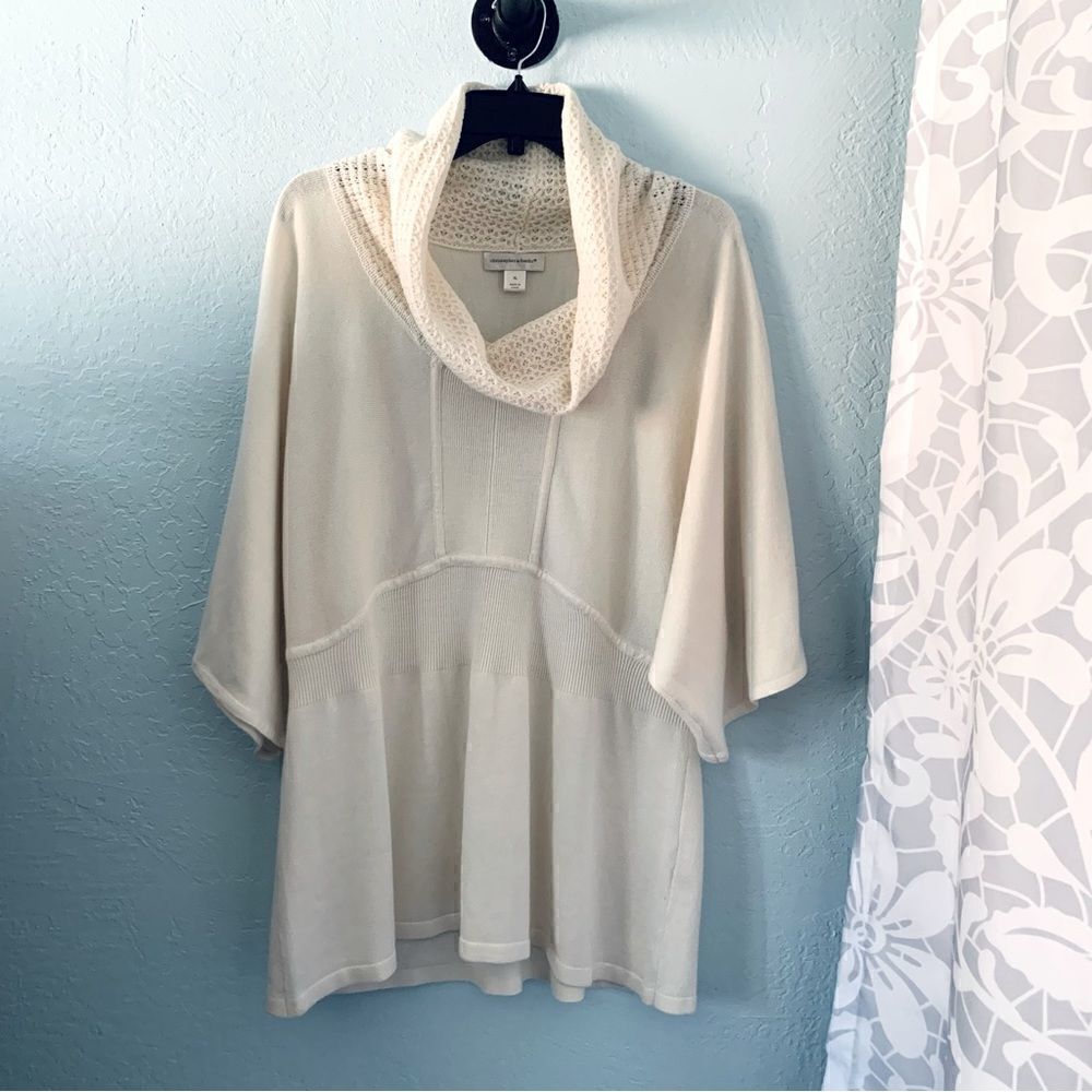 Christopher & Banks Cream Cowl Neck Tunic Sweater Size Large